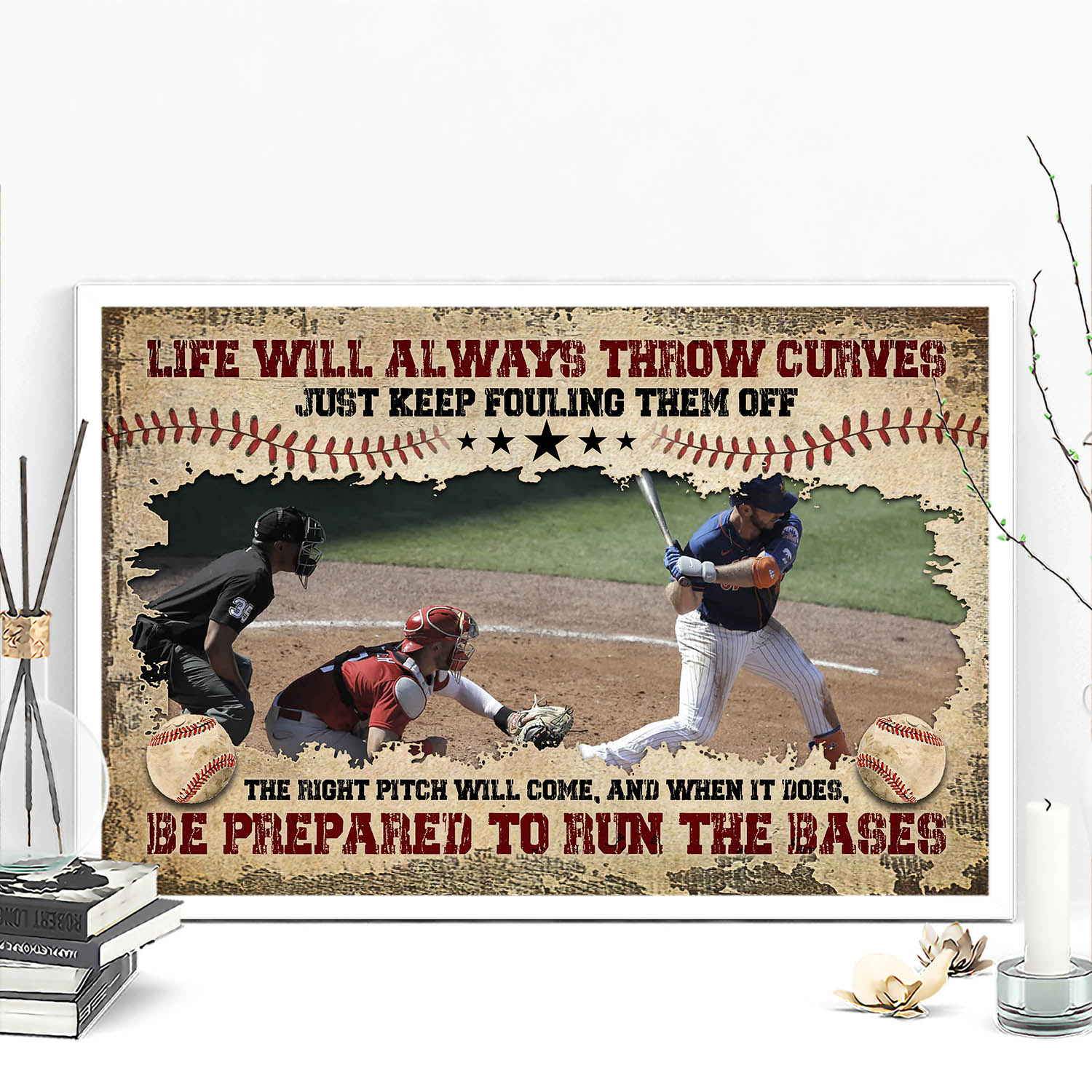 1VT. Baseball Life Will Always Throw Curves canvas mk1