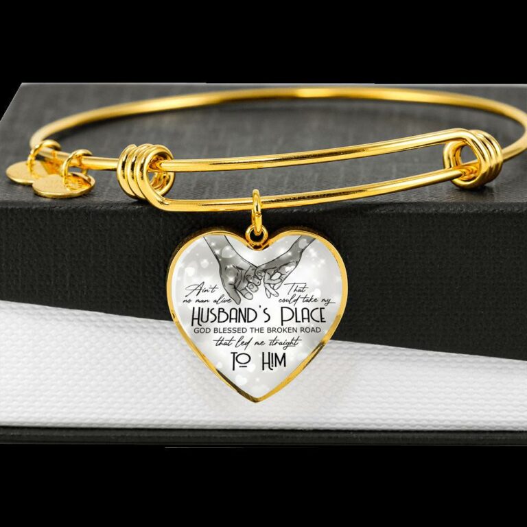 Ain't No Man Alive That Could Take My Husband's Place God Blessed Led Me Straight To Him Heart Pendant Necklace