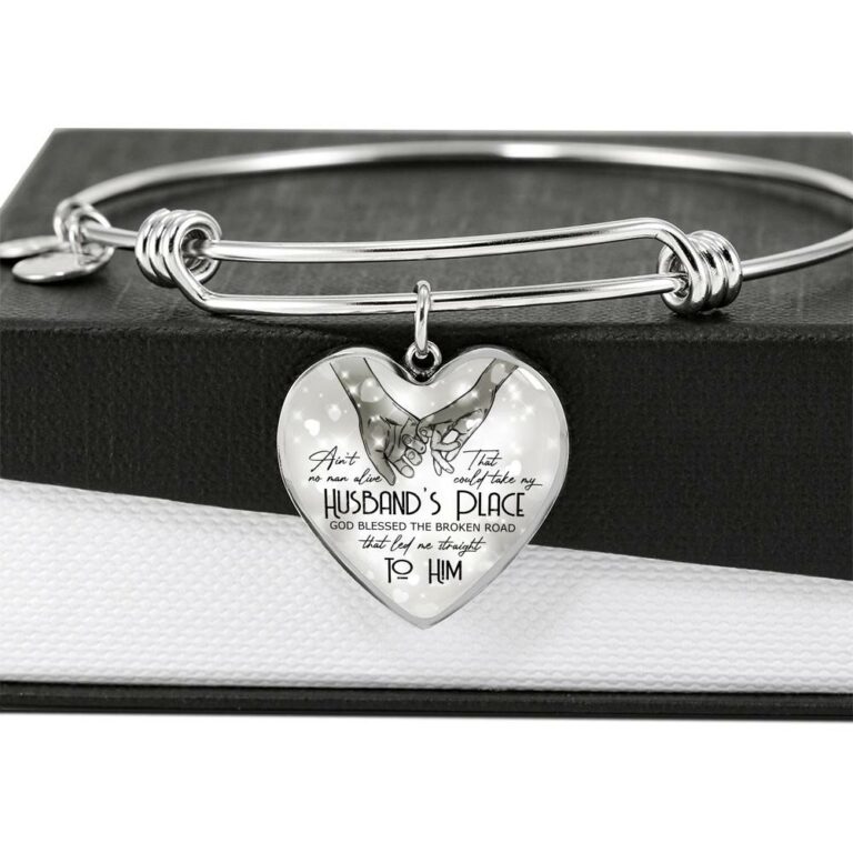Ain't No Man Alive That Could Take My Husband's Place God Blessed Led Me Straight To Him Heart Pendant Necklace