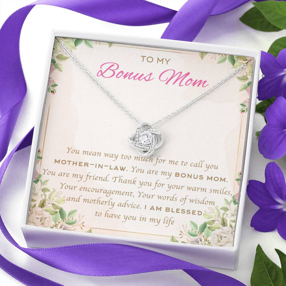 To My Bonus Mom You Mean Way Too Much For Me To Call You Mother In Law Love Knot Necklace To My Bonus Mom You Mean Way Too Much For Me To Call You Mother In Law Love Knot Necklace