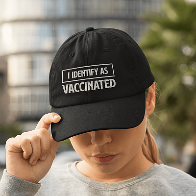 Alternative view of I Identify As Vaccinated Twill Cap High-Profile Snapback Hat