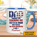 3VT. Dad Thanks For Teaching Me From Daughter Soldier accent mug mk1