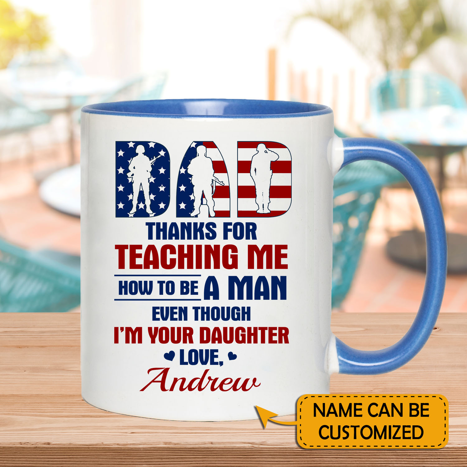 3VT. Dad Thanks For Teaching Me From Daughter Soldier accent mug mk1
