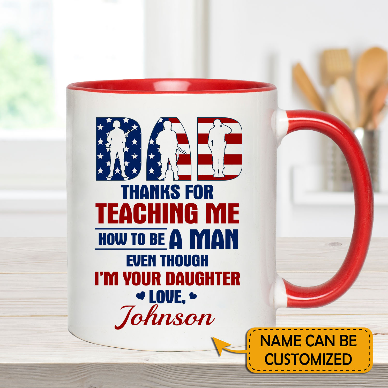 3VT. Dad Thanks For Teaching Me From Daughter Soldier accent mug mk2