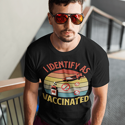 Alternative view of I Identify As Vaccinated Vintage T-Shirt - V-Neck Shirt
