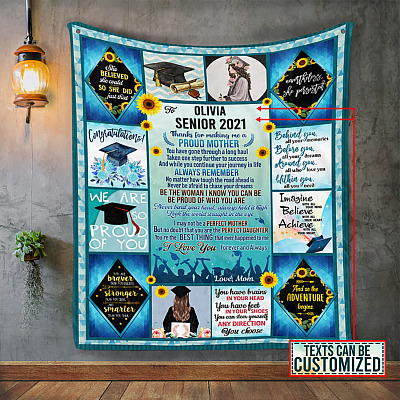 Personalized To My Daughter Senior Thanks For Making Me A Proud Mother Fleece Blanket - Sherpa Blanket