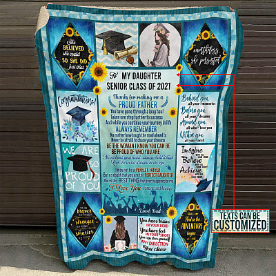 Alternative view of Personalized To My Daughter Senior Thanks For Making Me A Proud Father Fleece Blanket - Sherpa Blanket