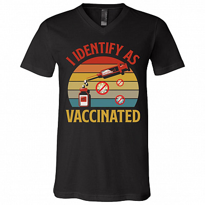 vaccine tee, Black, V-Neck T-Shirt