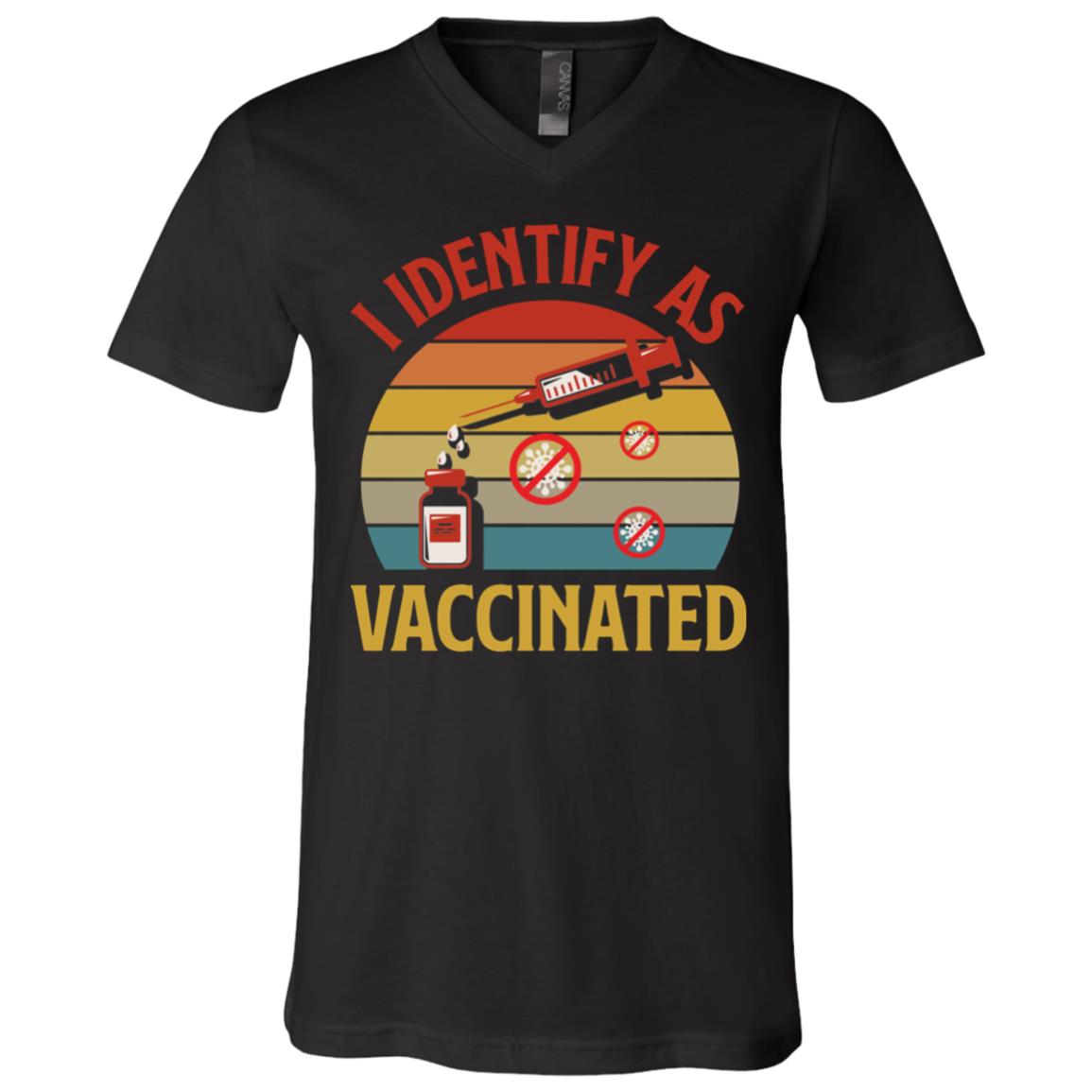 vaccine tee, Black, V-Neck T-Shirt