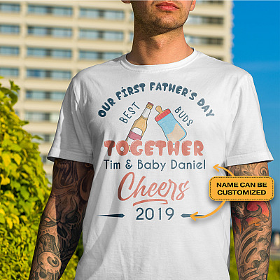 Alternative view of Personalized Our First Father's Day Together T-shirt - Dad And Baby Matching Shirt