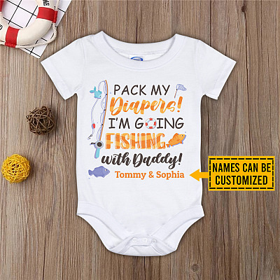 Alternative view of Personalized Pack My Diapers baby Personalized Pack My Diapers I'm Going Fishing with Daddy Baby Onesie