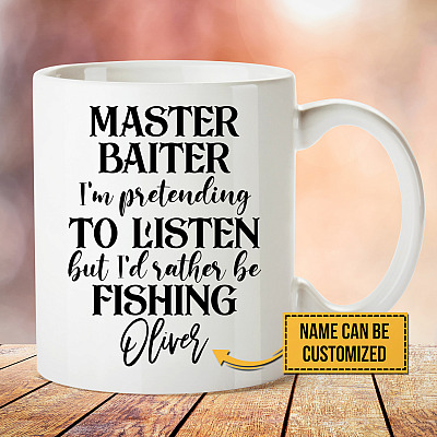 Alternative view of Personalized Master Baiter I'd Rather Be Fishing Coffee Mug - Beer Stein - Water Bottle - Color Changing Mug