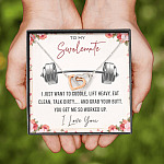 To My Swolemate I Just Want To Cuddle Lift Heavy Eat Clean Talk Dirty Funny Interlocking Hearts Pendant Necklace