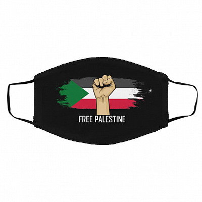 Free Palestine Mask, Black, Cloth Face Cover – Medium/Large