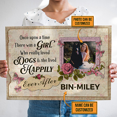 Personalized Custom Photo Once Upon A Time There Was A Girl Who Really Loved Dog Framed Canvas Prints