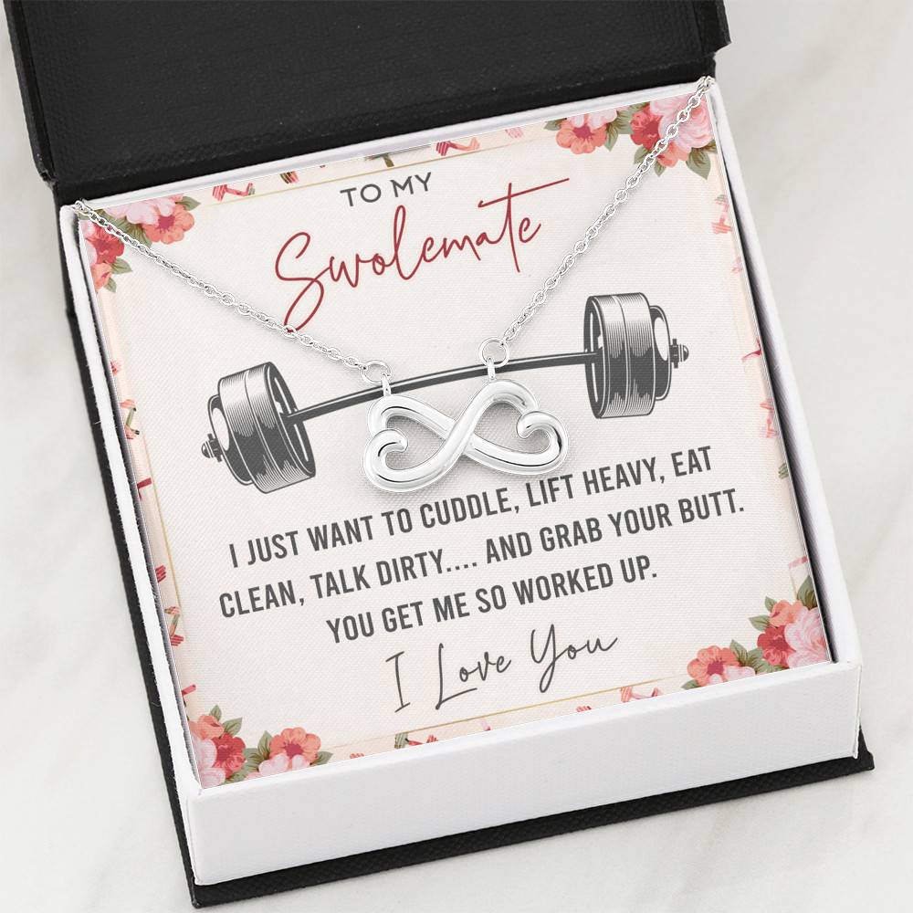 To My Swolemate I Just Want To Cuddle Lift Heavy Eat Clean Talk Dirty Funny Infinity Heart Pendant Necklace