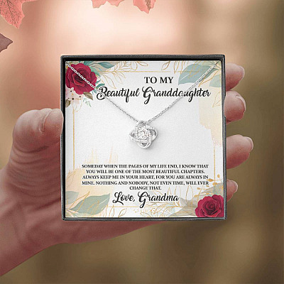 To My Beautiful Granddaughter You Will Be One Of The Most Beautiful Chapters Love Knot Pendant Necklace