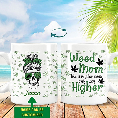 Personalized Weed Mom Like A Regular Mom Coffee Mug - Beer Stein - Water Bottle - Color Changing Mug