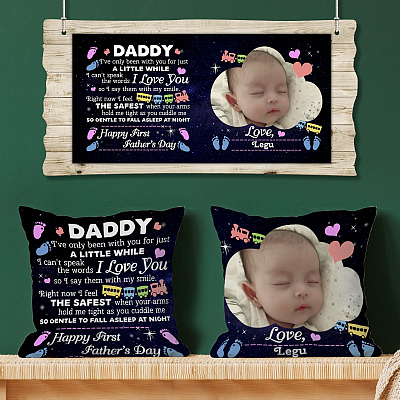 Personalized Photo Daddy I've only Been with You for Just a Little While Throw Pillow - Decorative Pillow