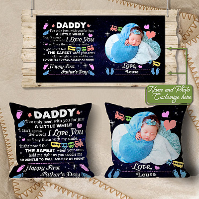 Alternative view of Personalized Photo Daddy I've only Been with You for Just a Little While Throw Pillow - Decorative Pillow