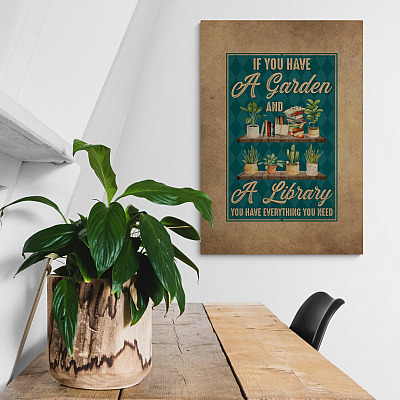 Alternative view of Vintage If You Have a Garden and a Library You Have Everything You Need Framed Canvas Prints