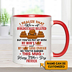 2VT. Not Biologically Related My Mom Shit accent mug mk2