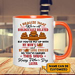 2VT. Not Biologically Related My Mom Shit accent mug mk3