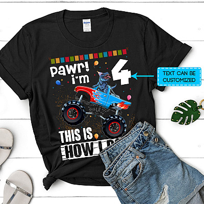 Personalized Dinosaur Truck Youth Tee