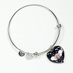 Personalized Custom Photo A Piece Of My Heart Lives In Heaven Memorial Heart Pendant Necklace - Bangle