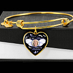 Personalized Custom Photo A Piece Of My Heart Lives In Heaven Memorial Heart Pendant Necklace - Bangle