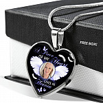 Personalized Custom Photo A Piece Of My Heart Lives In Heaven Memorial Heart Pendant Necklace - Bangle