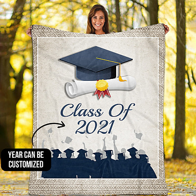 Personalized Class Of Graduation Fleece Blanket - Mink Sherpa Blanket - Woven Blanket