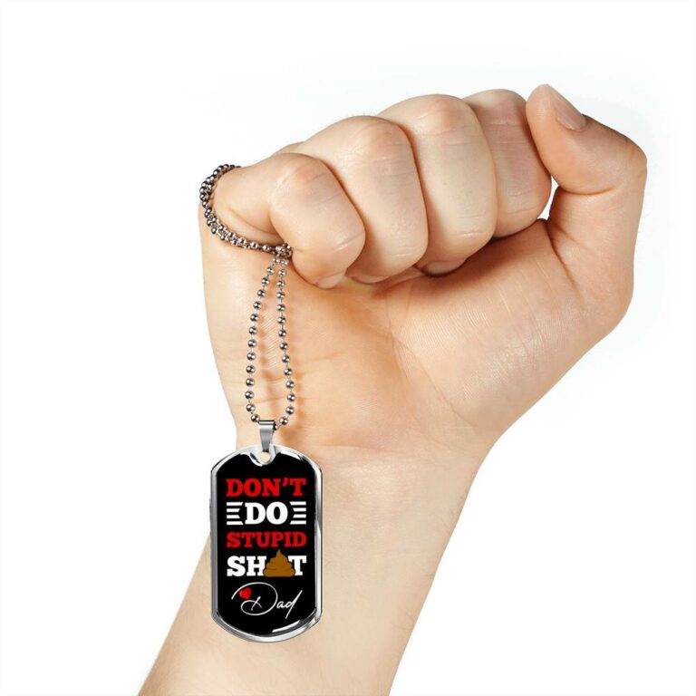 Don't Do Stupid Dad Father's Day Dog Tag Pendant Necklace