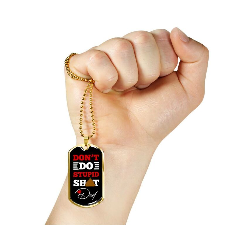 Don't Do Stupid Dad Father's Day Dog Tag Pendant Necklace