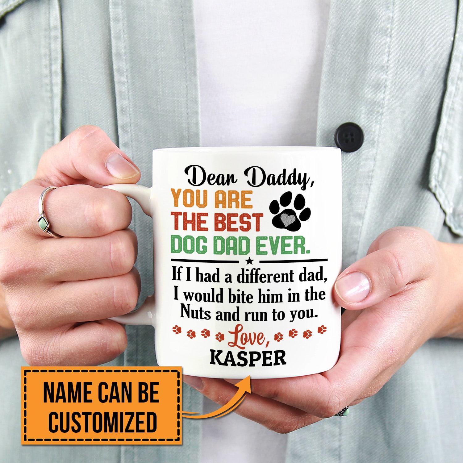 11VT. Dear Daddy Best Dog Dad mug mk3