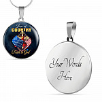 Christian Love of Country Faith in God Patriotic Heart Cross American Flag Circle Pendant Necklace