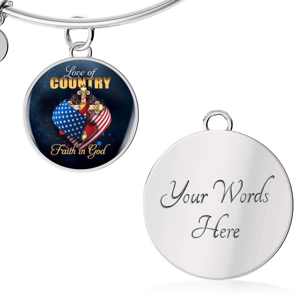 Christian Love of Country Faith in God Patriotic Heart Cross American Flag Circle Pendant Necklace Christian Love of Country Faith in God Patriotic Heart Cross American Flag Circle Pendant Necklace