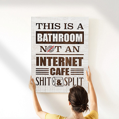 Alternative view of This Is a Bathroom Not an Internet Cafe Shit and Split Gallery Wrapped Framed Canvas Prints - Unframed Poster