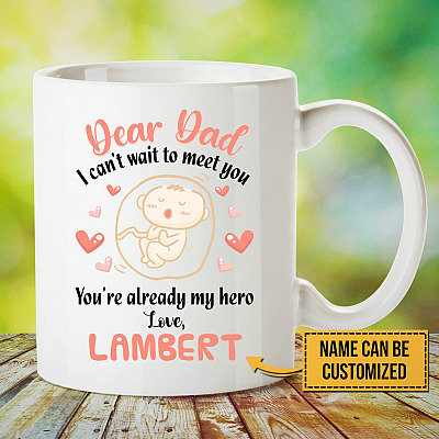 Alternative view of Personalized Dear Dad I Can't Wait To Meet You Coffee Mug - Travel Bottle - Gift From Baby Bump