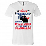 Women Veterans Don't Haven Gifts, White, V-Neck T-Shirt