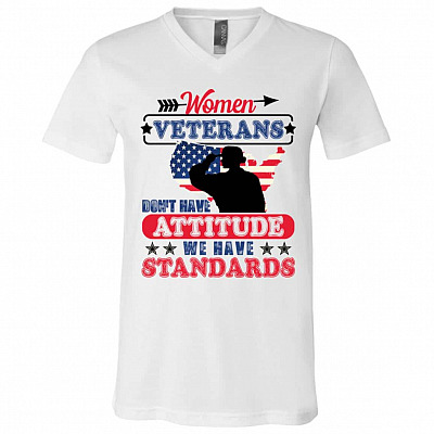 Women Veterans Don't Haven Gifts, White, V-Neck T-Shirt