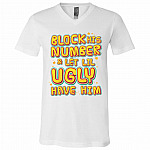 block, White, V-Neck T-Shirt