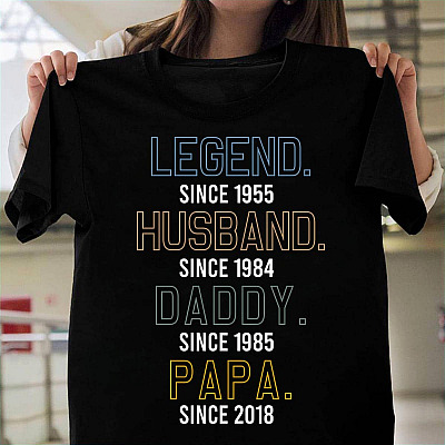 Personalized Legend Since Year Husband Since Year Daddy Since Year Vintage Retro T-Shirt - V-Neck Shirt