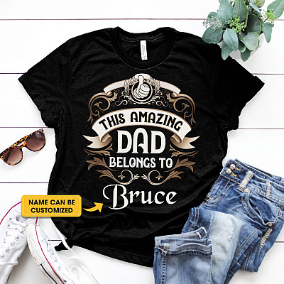 Alternative view of Personalized This Amazing Dad Belongs To T-shirt - Custom Dad Shirt With Kids Names