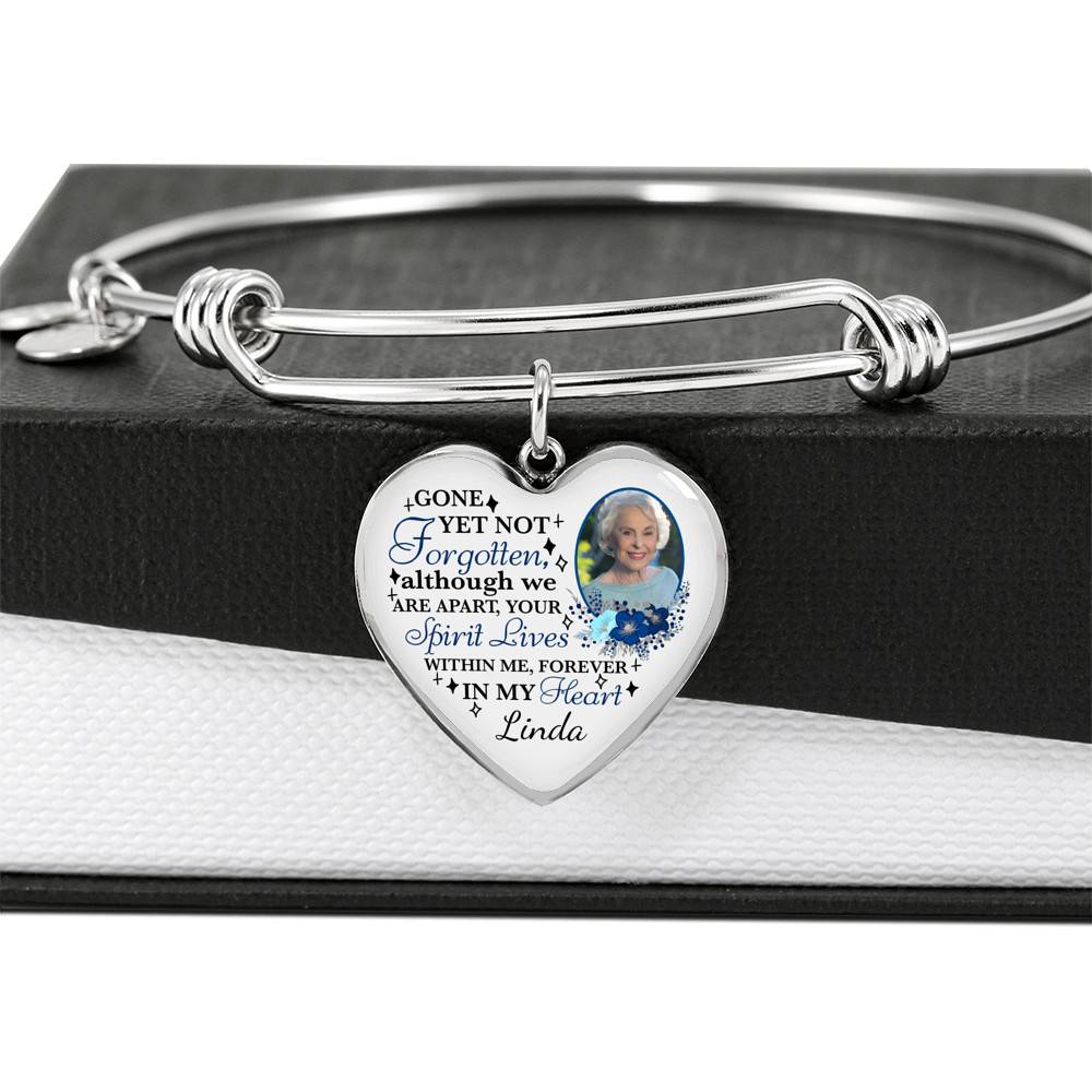 Personalized Photo Gone yet Not Forgotten Although We Are Apart Heart Pendant Necklace