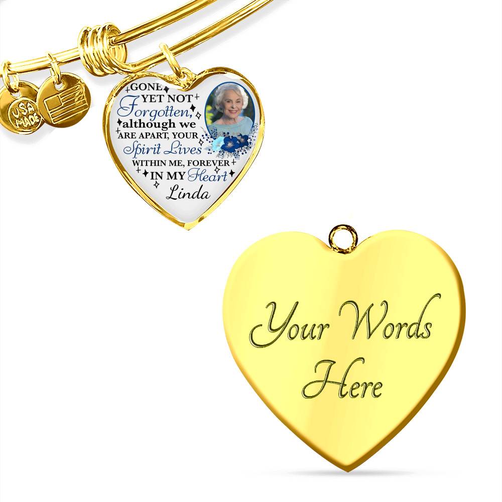 Personalized Photo Gone yet Not Forgotten Although We Are Apart Heart Pendant Necklace