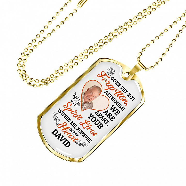 Personalized Photo Gone yet Not Forgotten Although We Are Apart Dogtag Pendant Necklace