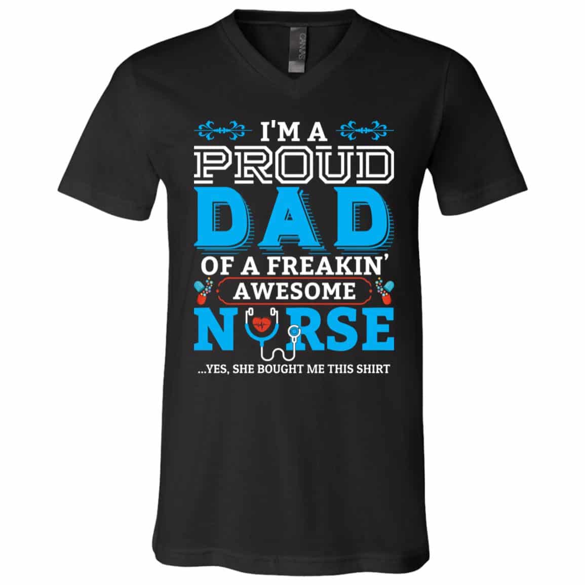 dad nurse, Black, V-Neck T-Shirt