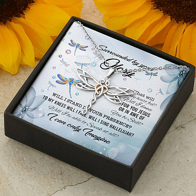 Dragonfly Surrounded by Your Glory What Will My Heart Feel Will I Dance for You Jesus Dragonfly Pendant Necklace