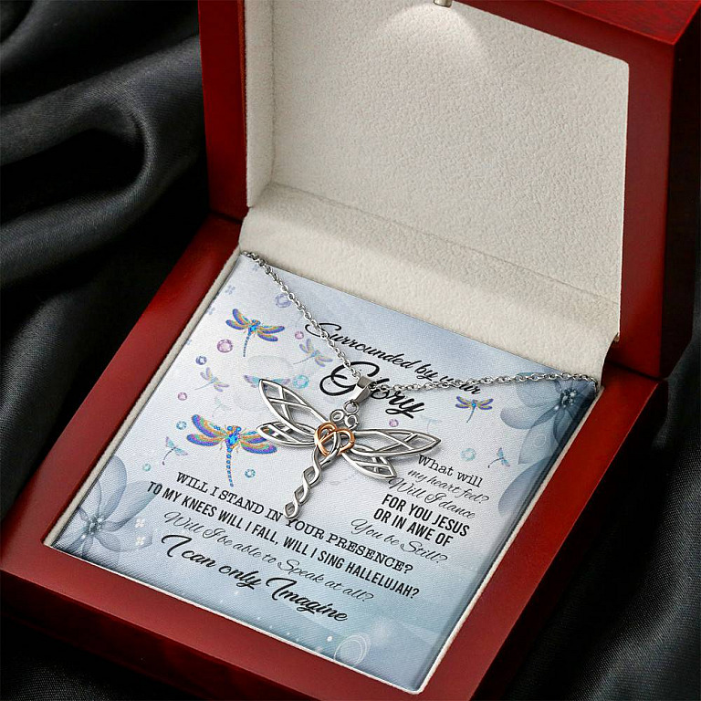 Dragonfly Surrounded by Your Glory What Will My Heart Feel Will I Dance for You Jesus Dragonfly Pendant Necklace